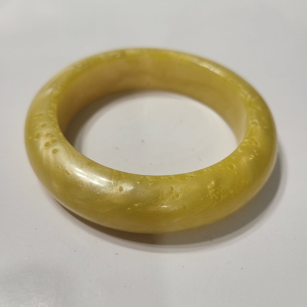 Vintage Bangle Cuff Bracelet Solid Yellow - image 5